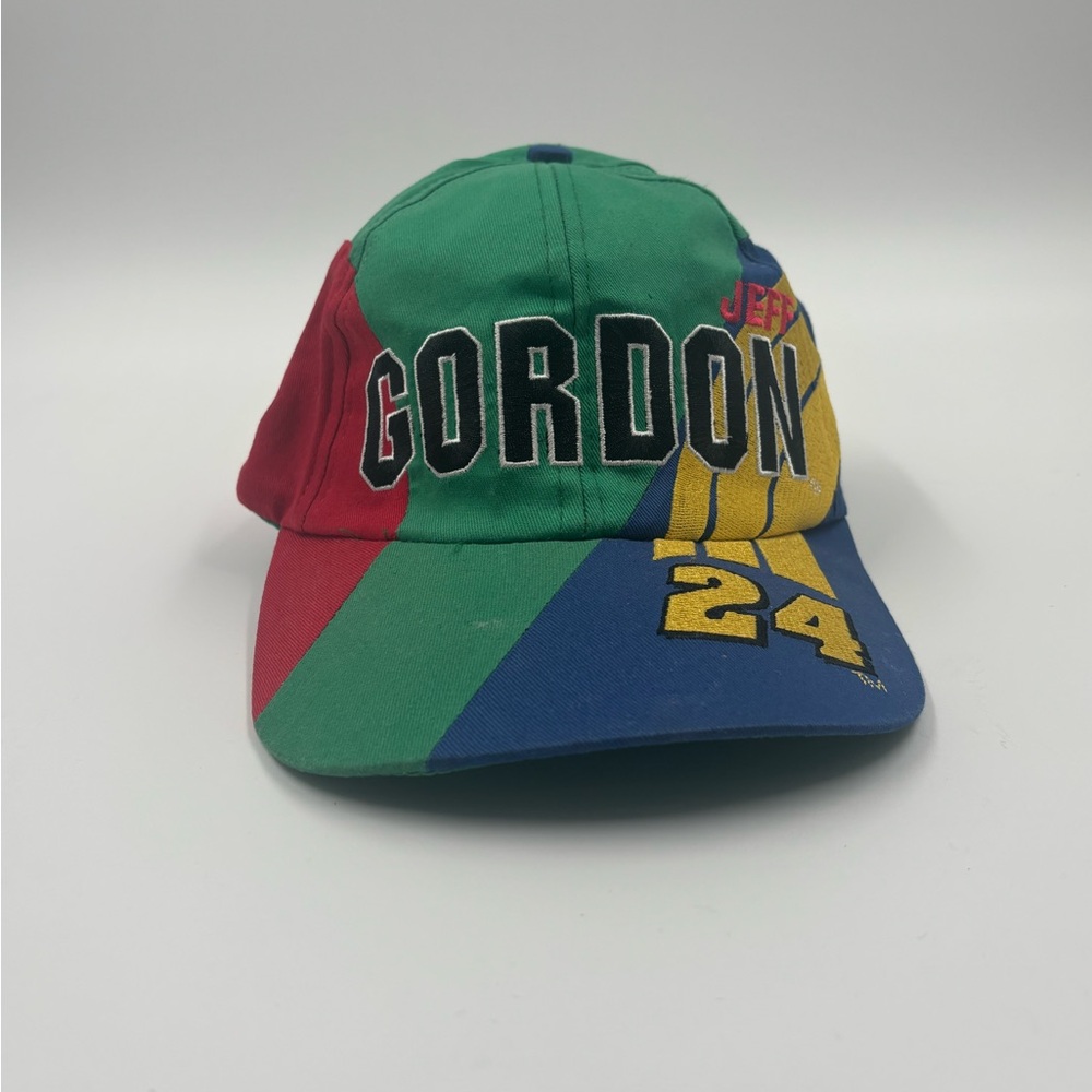 Vintage Jeff Gordon #24 DuPont NASCAR Hat - Rainbow Warrior Colorblock Cap